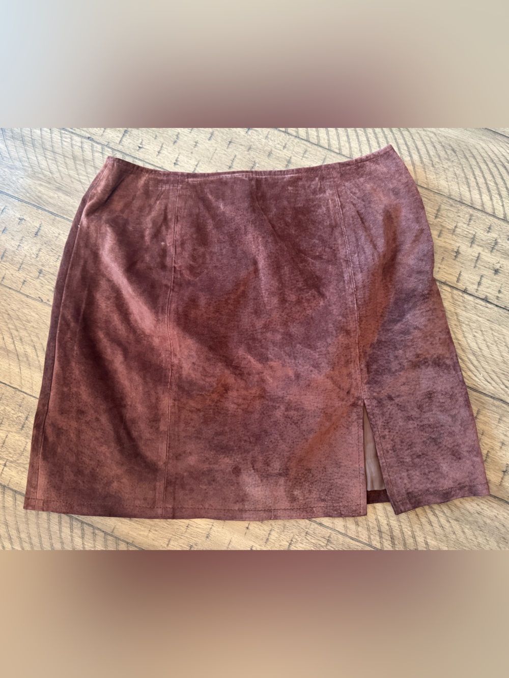 BOUTIQUE EUROPA Brown Leather Mini Skirt Y2K